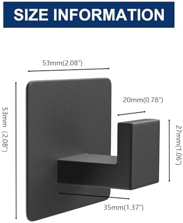VAEHOLD Adhesive Towel Hooks Heavy Duty Wall Hook for Bathroom Kitchen Black