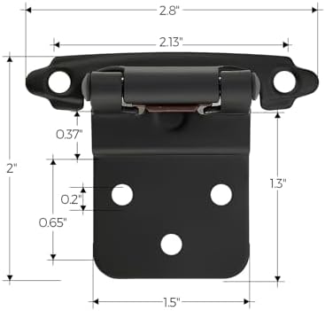 Ravinte 20-Packs 38 Inset Matte Black Cabinet Hinges Smooth Silent Close for Kitchen Bathroom Doors