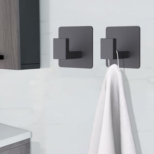 VAEHOLD Adhesive Towel Hooks Heavy Duty Wall Hook for Bathroom Kitchen Black