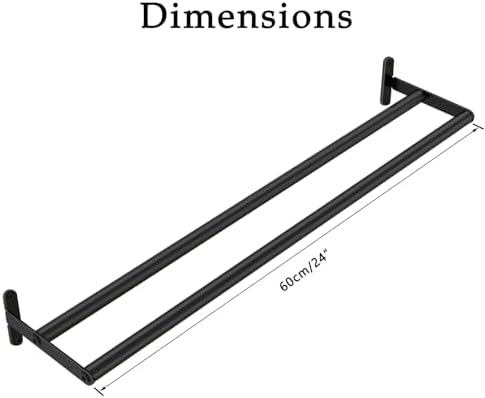 Double Towel Bar Stainless Steel 24 Matte Black Wall-Mounted