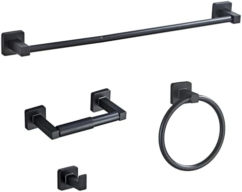 Matte Black Bathroom Hardware Set 4-Piece for Home Use