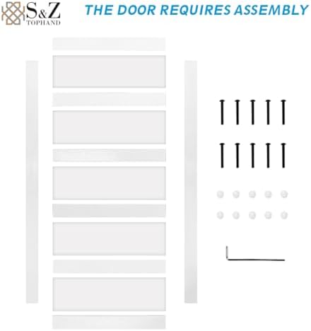 Stylish 36x84 inch Frosted Glass Sliding Barn Door with MDF Construction