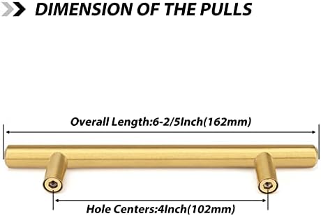 10-Piece GoldenWarm Brushed Brass Cabinet Pulls - Kitchen Bathroom Hardware