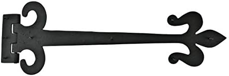 Renovators Supply Manufacturing Black Wrought Iron Fleur De Lis Hinges 18-Inch Pack of 4