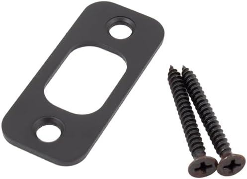 Stone Harbor Hardware - Round Corner Deadbolt Strike Plate Matte Black 1 x 2-14 1-58 ctr-to-ctr