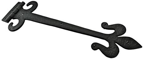 Renovators Supply Manufacturing Black Wrought Iron Fleur De Lis Hinges 18-Inch Pack of 4