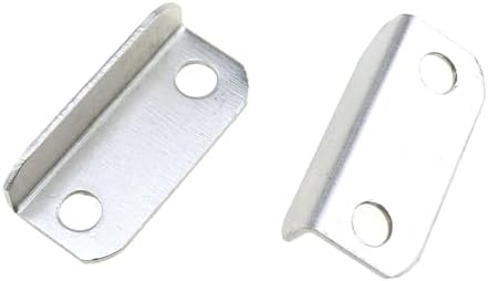 MEETOOT 8-Piece Metal Bevelled Drawer Lock Stop L Shaped Buffer Plate Silver
