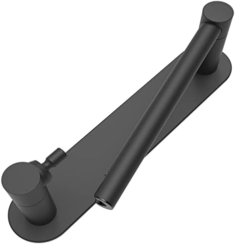 No Drilling Double-Post Pivoting Rust-Resistant Matte Black Toilet Paper Holder