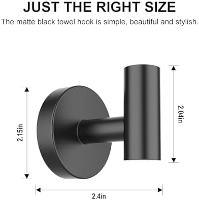 SetSail Towel Hooks - Wall-Mounted 4-Pack Matte Black