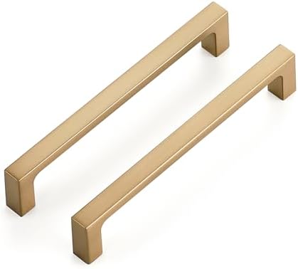 Ravinte 10 Pack Solid 5 Inch Kitchen Square Cabinet Handles Champagne Bronze