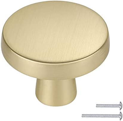 Goldenwarm 10Pack Round Gold Knobs Drawer Cabinet knobs with brushed gold finish