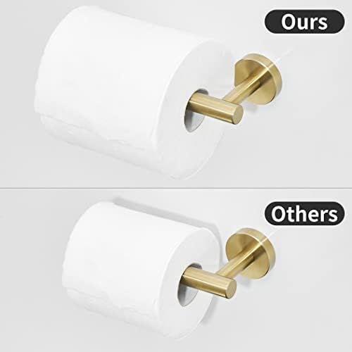 Toilet Paper Holder Set Gold Brushed Stainless Steel Wall-Mounted 2-Piece