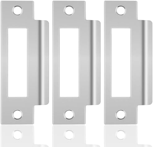 3-Piece Door Strike Plate Set 4-78 Inch Universal Deadbolt Replacement