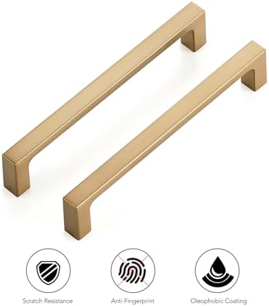 Ravinte 10 Pack Solid 5 Inch Kitchen Square Cabinet Handles Champagne Bronze