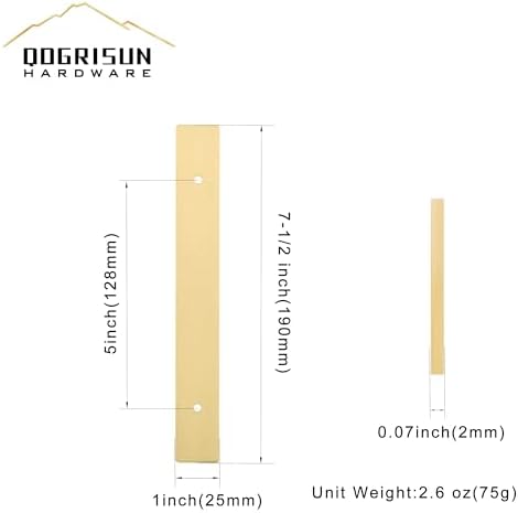 QOGRISUN 5-Pack Solid Brass Cabinet Pulls with Back Plates Brushed Brass Finish