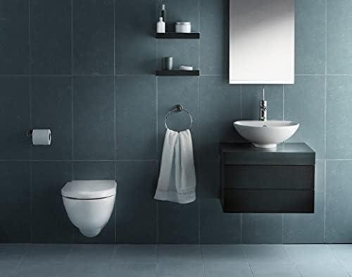 Sturdy Black Toilet Paper Holder Towel Ring Set