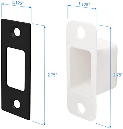 Matte Black Square Corner Deadbolt Strike Plate with Dustbox