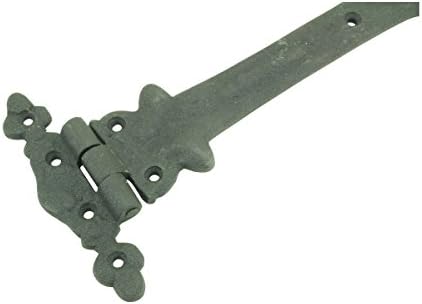 Black Wrought Iron Strap Hinge - 9 Inch Heavy Duty Pack of 2