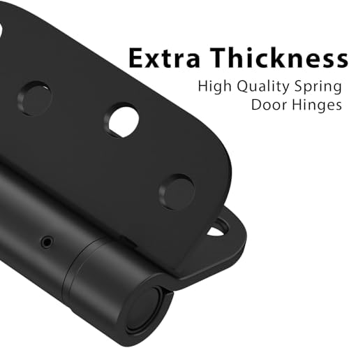 Haidms 3-Piece Set Self-Closing Door Hinges with Adjustable Tension 4inch Black Spring Hinge for Heavy-Duty Doors