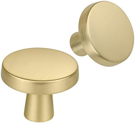 Goldenwarm 10Pack Round Gold Knobs Drawer Cabinet knobs with brushed gold finish