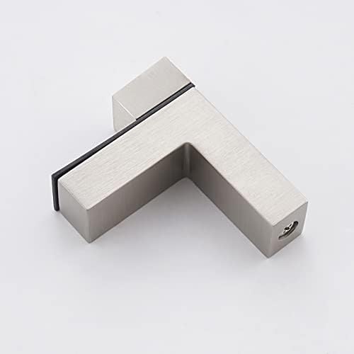 Sturdy Tempered Glass Wall-mounted Bathroom Shelf in Brushed Nickel Finish
