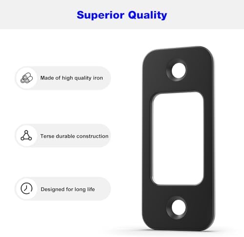 BZTT Black Deadbolt Strike Plate - For Exterior Doors