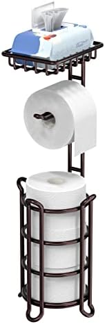 Toilet Paper Holder Stand with Shelf Bronze