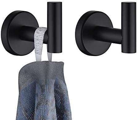 2-Piece JQK Stainless Steel Bathroom Towel Hook Matte Black Wall-Mounted for Bathroom Kitchen Garage