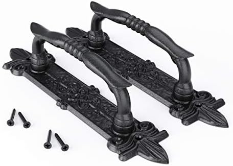 SmartStandard Heavy Duty Door Handle Set Rustic Barn Door Pull For Gates Garages Black