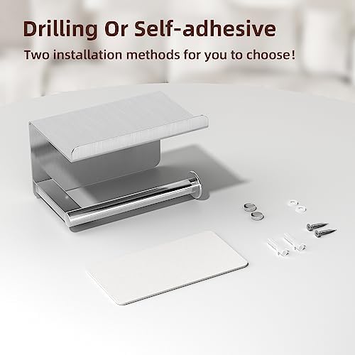 Susswiff Self-Adhesive Toilet Paper Roll Holder - Wall Mount Stainless Steel and Chrome Design