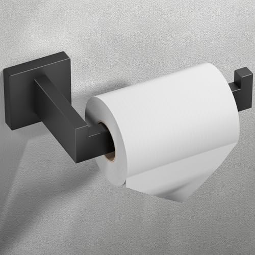 HITSLAM Matte Black Toilet Paper Holder Wall-Mounted 304 Stainless Steel Roll Holder with Slot Design