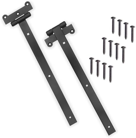 DIYWorld Black Door Hinges Set of 2 18-Inch Hinges Matte Black Heavy Duty