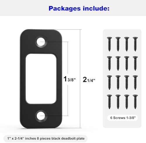BZTT Black Deadbolt Strike Plate - For Exterior Doors