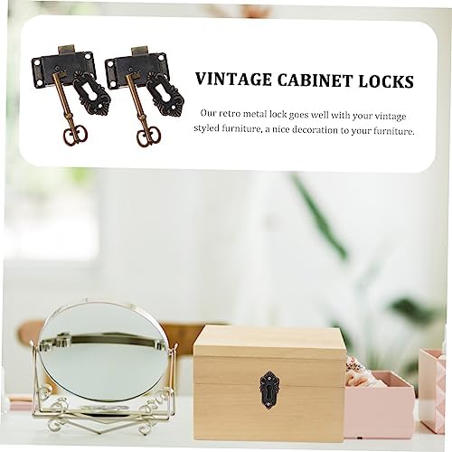 Mikikit 2-Piece Antique Door Garage Deadbolt Lock Set