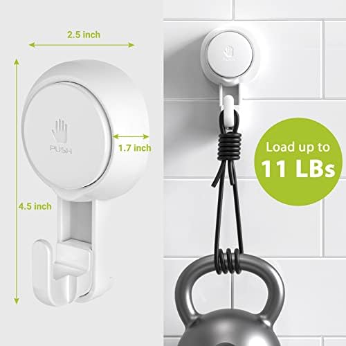 Elegear Suction Cup Shower Hooks for Bathroom and Kitchen 4-Pack
