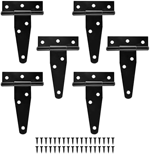 Murtenze 3-Inch T-Strap Barn Door Hinges x6 - Durable Rust-Proof