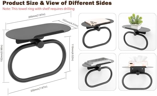 Matte Black 304 Stainless Steel Towel Hanger for Bathrooms kitchens