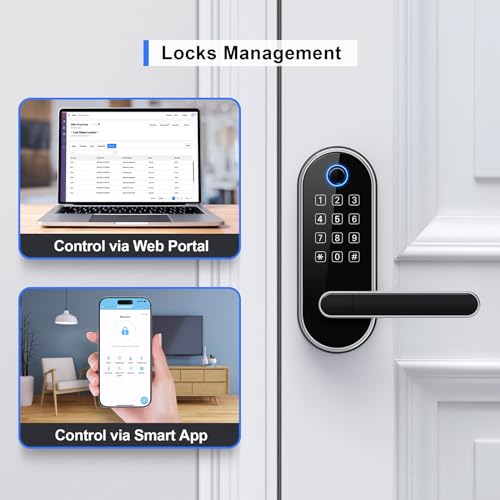 Smart Lock Fingerprint Entry Keypad Secure Easy Door Entry Google Assistant Alexa Compatible