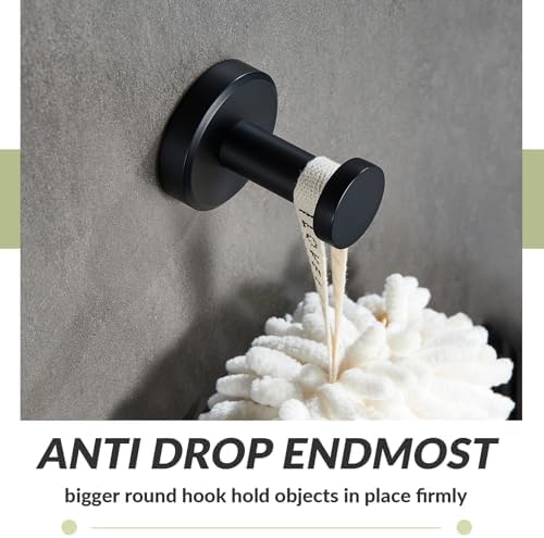 Sleek Matte Black Stainless Steel Robe Towel Hook for Space-Saving Storage in Bathroom Kitchen or Bedroom