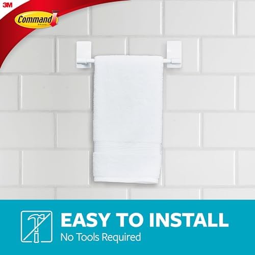 Command Hand Towel Bar Matte Black with Water-Resistant Strips Bathroom Organizations Durable and Easy to Install
