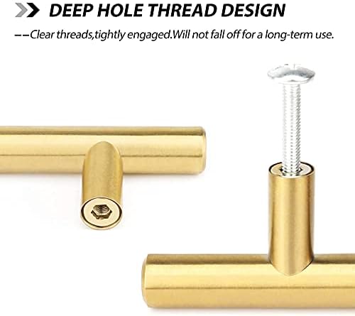 10-Piece GoldenWarm Brushed Brass Cabinet Pulls - Kitchen Bathroom Hardware