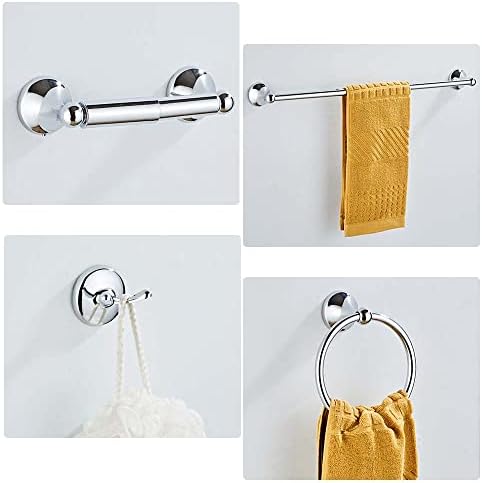 SUNTAI 4-Piece Bathroom Set Adjustable Towel Bar Holder Chrome