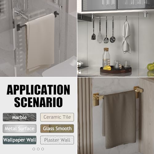 Adjustable Towel Bar 14-25inch 304 Stainless Steel Matte Black