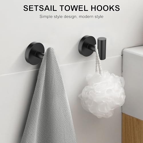 SetSail Towel Hooks - Wall-Mounted 4-Pack Matte Black