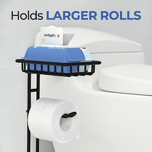 TreeLen Toilet Paper Holder Stand - Space-Saving Rustproof for Bathroom Storage