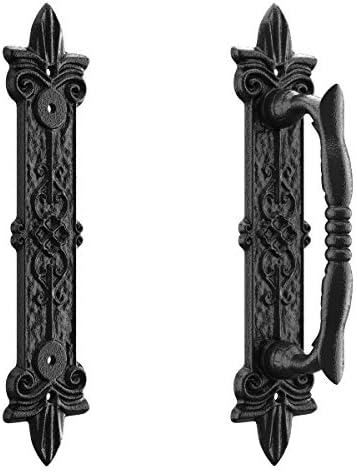 SmartStandard Heavy Duty Door Handle Set Rustic Barn Door Pull For Gates Garages Black