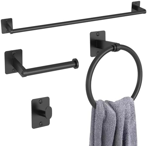Matte Black 4-Piece Bathroom Accessories Set