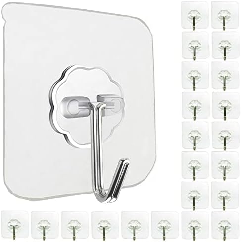 Jwxstore10-in-1 Transparent Wall Hooks Heavy Duty 24 Pack