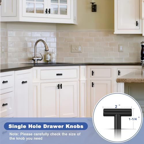 Estmoon 30-Piece Stainless Steel Cabinet Knobs Matte Black T Bar Design for Drawers Cabinets and More