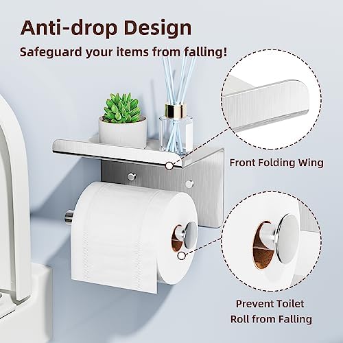 Susswiff Self-Adhesive Toilet Paper Roll Holder - Wall Mount Stainless Steel and Chrome Design